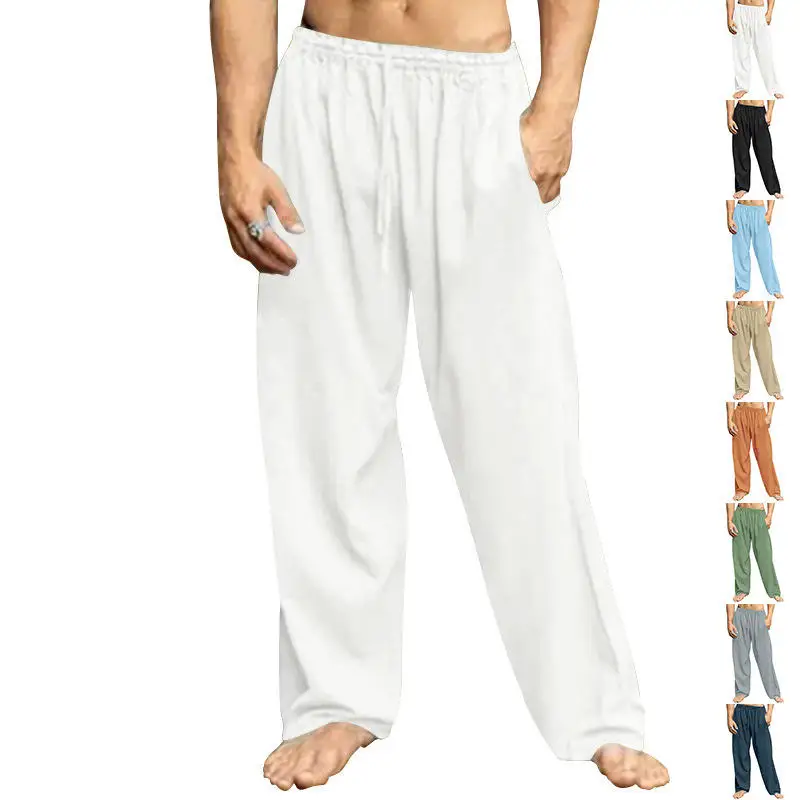 New Autumn Men's Hip Hop Loose Fit Breathable Large Size Casual Sports Pants High Waist Straight Leg Non Ironing
