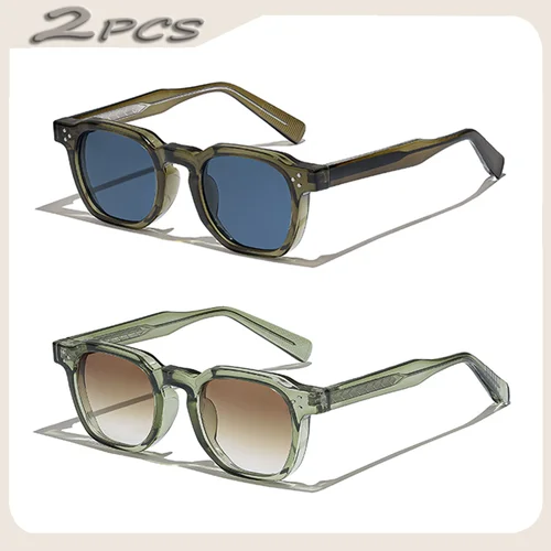 Imagen 2 del producto 1/2/3 Uds venta al por mayor nuevas gafas De sol cuadradas Retro hombres moda Punk gafas De sol mujeres gafas De viaje Lunette De Soleil Femme UV400