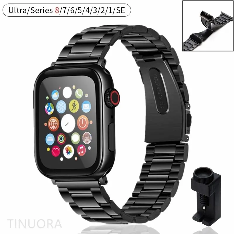 Cinturino in acciaio inossidabile per cinturino Apple Watch 45mm 44mm 49mm 42mm 40mm 41mm 38mm bracciale per IWatch 8 7 Ultra 6 5 4 con regolatore