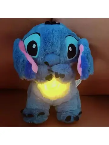Lilo & Stitch Plush Doll with Music Light, Stitch Breath Toy for Baby Sleep Aid, Kawaii Anime Plush Gift for Kids