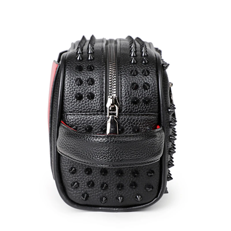 Bolso de mano con diseño de tachuelas a la moda, bolso de piel sintética de alta calidad para hombre, bolso con correa para la cintura estilo Cyberpunk, bolsos de mano superiores para hombre, cartera