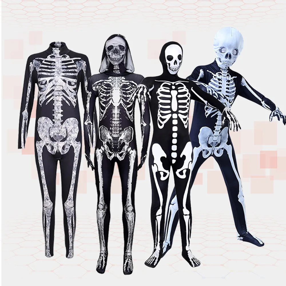 Halloween Scary Skeleton Jumpsuit Child Death Costume Easter Devil Coplay Role-play Carnival Performance Clothes Reaper Play