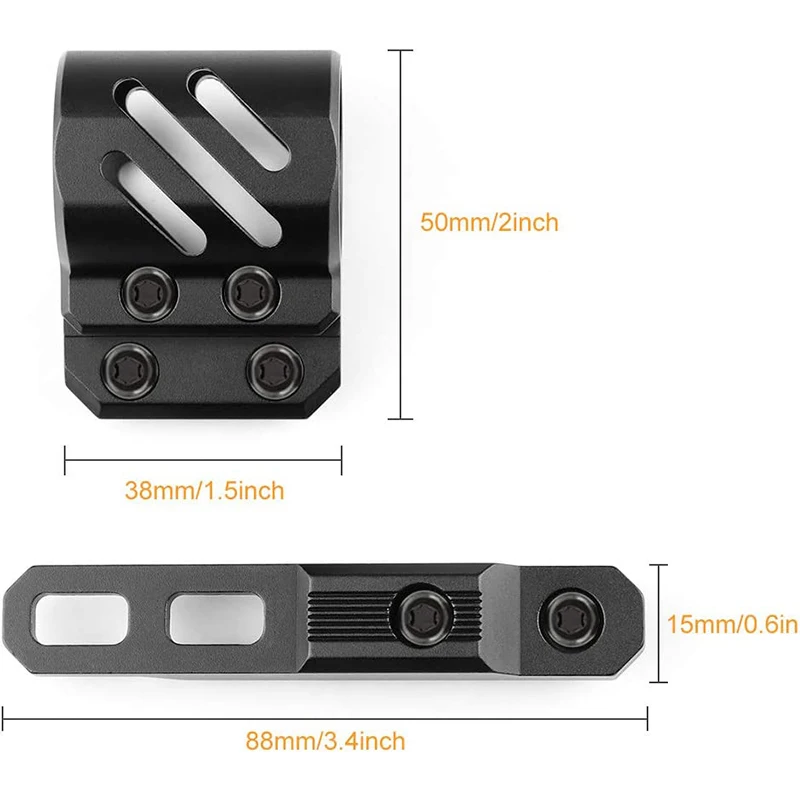 Supporto ad anello per torcia tattica Offset per sistema di guida Mlok-2 inserti di montaggio inclusi per luce da 27mm 25.4mm 20mm di diametro