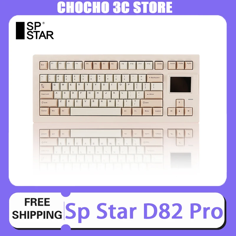 

Sp Star D82 Pro Механическая клавиатура Трехрежимная беспроводная игровая клавиатура Прокладка с горячей заменой RGB Клавиатура Дисплей Экран ПК Геймер