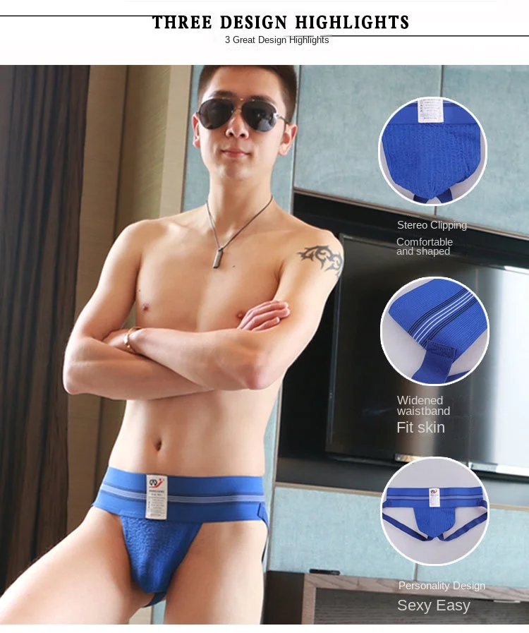 Trendy Men's Jockstrap Briefs Mesh Stretch Sexy Underwear for Sports & Nightclub Comfortable Support Party Gay Underwear LGBTQ