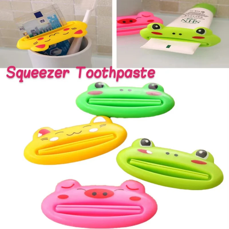1/2/4Pcs For Home Bathroom Animal Easy Toothpaste Dispenser Plastic Tooth Paste Tube Toothpaste Squeezer Rolling Holder Cocina