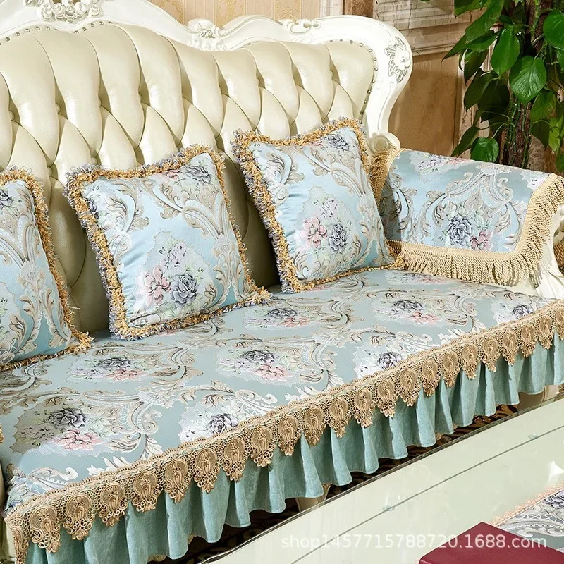 European High Density Jacquard Lace Sofa Cover Seasons Universal Slipcover Couch Furniture Recliner Protector Anti-Slip Luxury