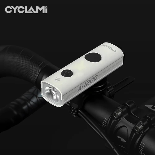 Imagen 2 del producto CYCLAMI AI1200 faro de bicicleta portátil aleación de aluminio Mini lámpara frontal de advertencia MTB bicicleta de carretera tipo C recargable 1200 lúmenes