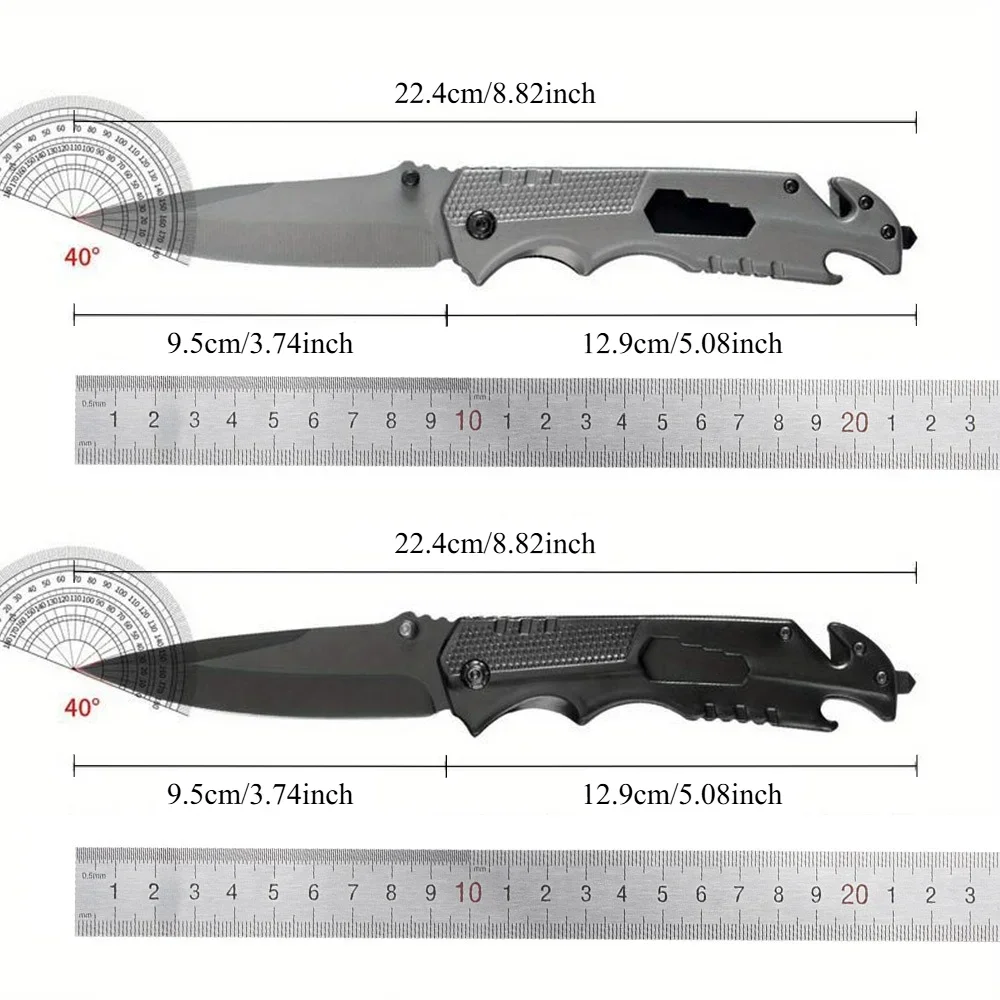 Hochharter Taschenmesser aus Edelstahl, klappbares Obstmesser, multifunktionales tragbares EDC-Werkzeug für den Außenbereich, Camping- und Überlebensmesser. – Detail 7