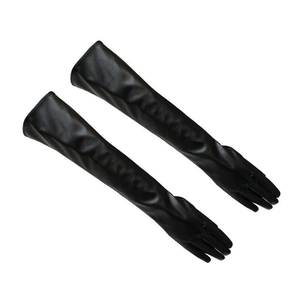 

Fashion Women Long Elbow Gloves Soft Evening Party Gloves Lined Warm Winter Leather Gloves