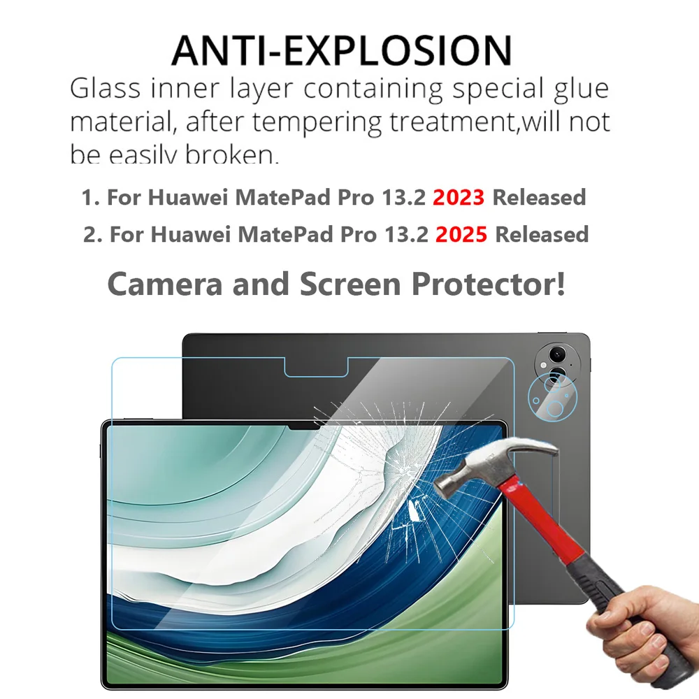 Camera and Screen Protector for HUAWEI MatePad Pro 13.2 2023 2025 Released PCE-W30 PCE-W40 WEB-W00 2.5D 9H Tablet Tempered Glass