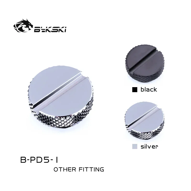 Bykski B-PD5-1,G1/4'' Grooves Water Cooling Plugs,Easy Hand Tighten Water Stop Accessories Water Cooling Fittings Silver/Black