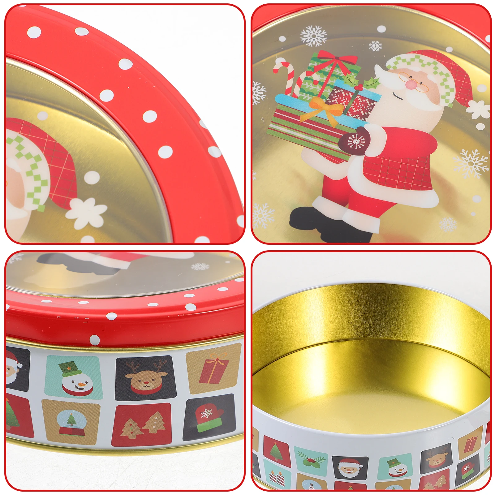 

1pc Christmas Tinplate Cookie Box Candy Biscuit Treat Storage Container Xmas Gift Packaging Holiday Decoration