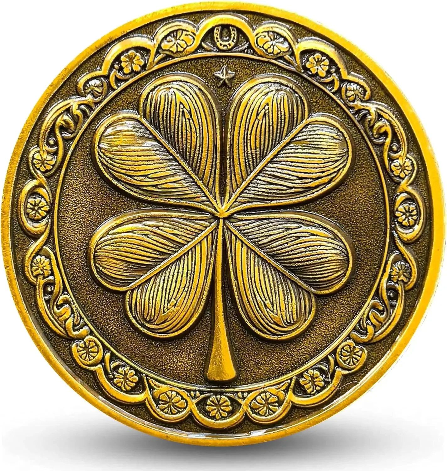 Good Luck Eagle Lucky Coin with Four-Leaf Clover