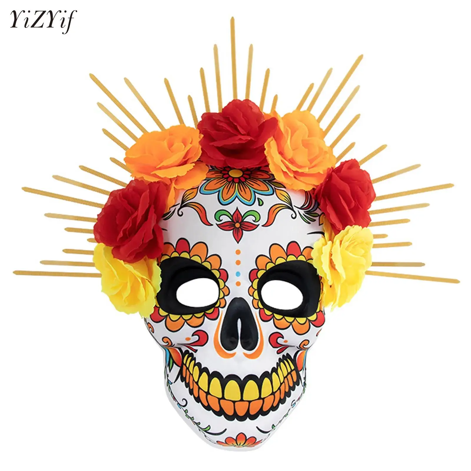 

Mexican Skull Full Face Masks Sugar The Dead Day Masks for Adults Festival Halloween Cosplay Party Masquerade Mask Ghoulish Mask