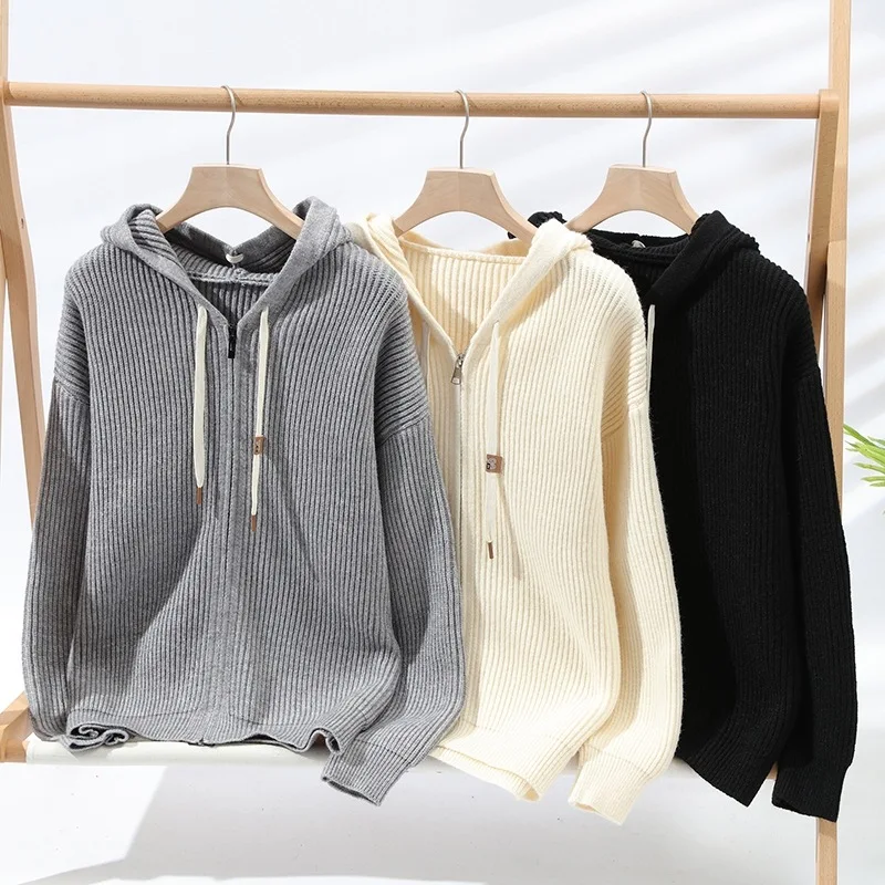 

Men's Hoodie Knitwear Sweater Casual Loose Fit Long Sve Faionable Chain Design Coolmax Fiber Wear Resistant Spring Autumn