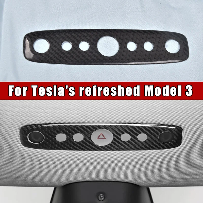 

Applicable to Tesla's new version Model 3 genuine carbon fiber reading light decorative frame sticker interior accessories.