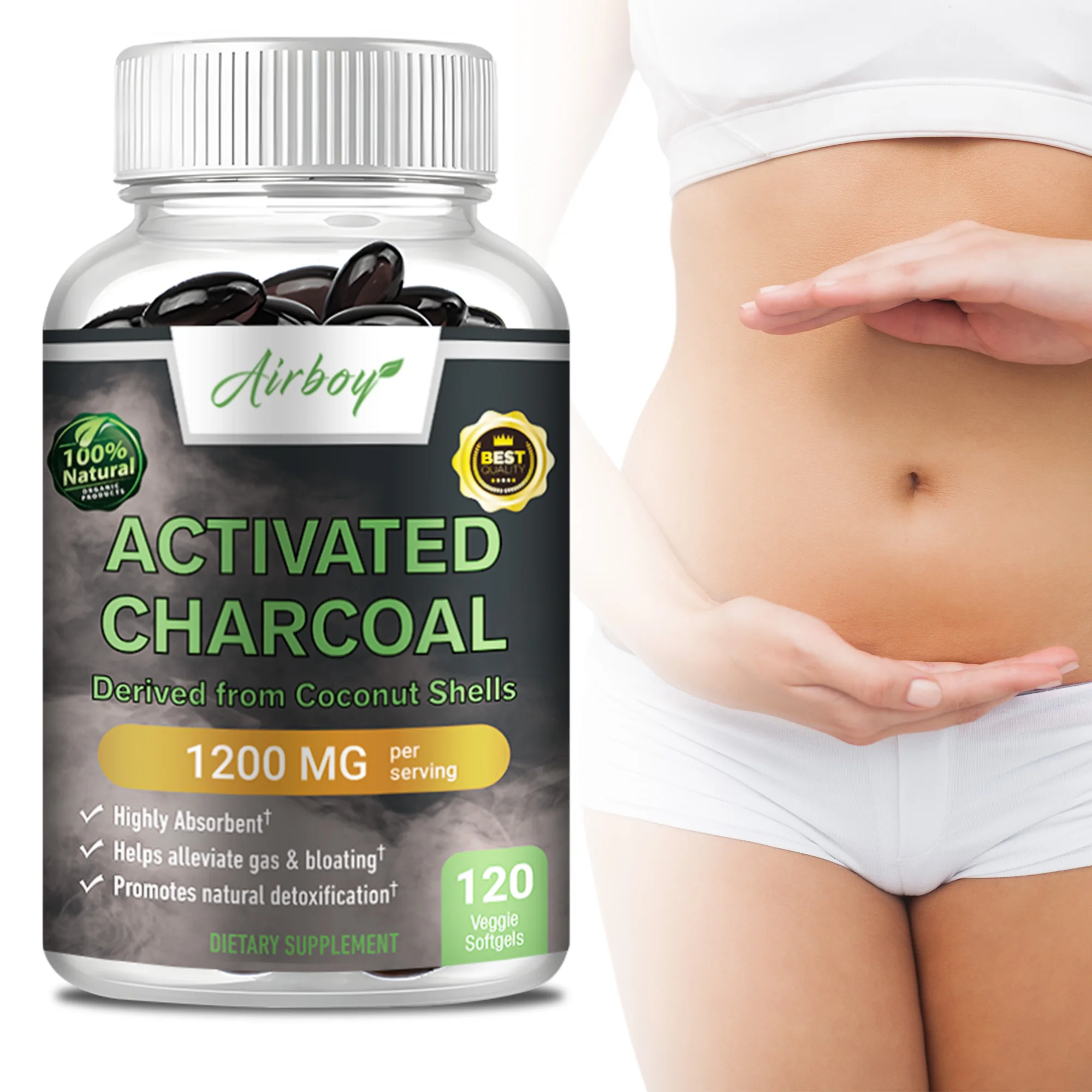 

Капсулы с активированным углем — очищение толстой кишки, уменьшение кровирования и газа, способствующее здоровье кишечника и пищеварения, иммунитетное здоровье