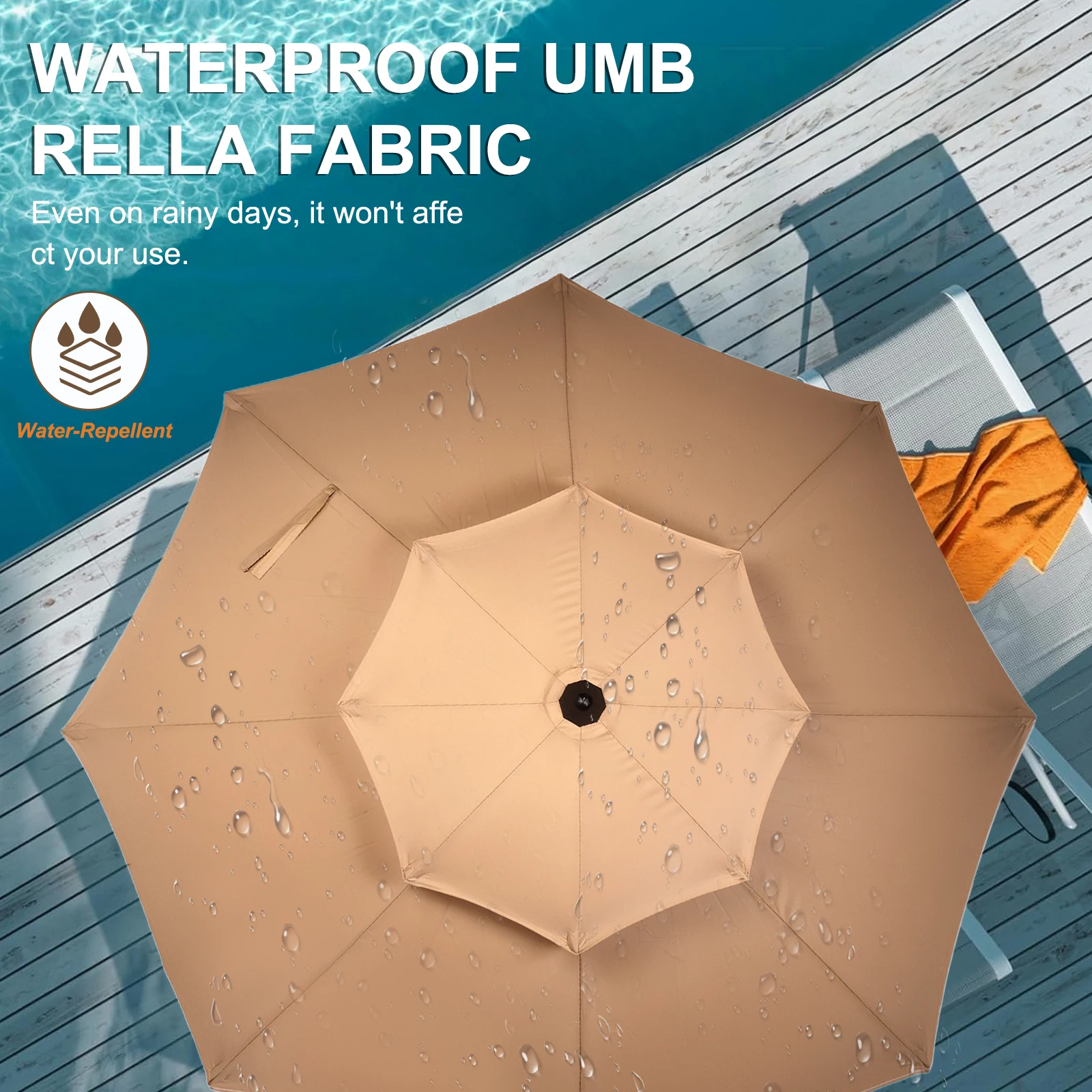 Parasol ogrodowy 2,7 m z 8 żebrami, parasol stołowy, parasol targowy na taras, do ogrodu, na podwórko, przy basenie