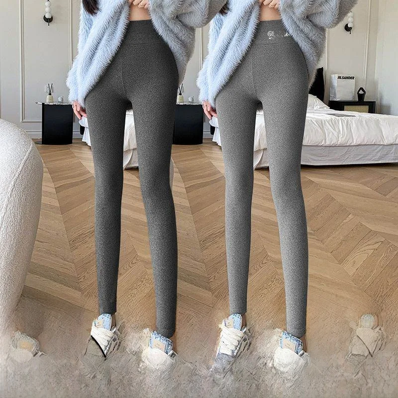 High Waist Thermal Leggings Women's Fashionable Outerwear Slim Fit Autumn Winter Long Pants Two Pieces Set Versatile Base Layer