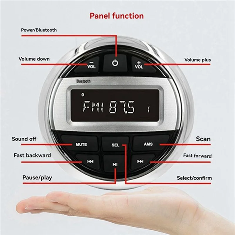 FM AM Receiver For RV Radio MP3 Media Player Boat Radio Stereo EQ Bluetooth Audio Radio Fit For Yacht ATV UTV SPA RZR