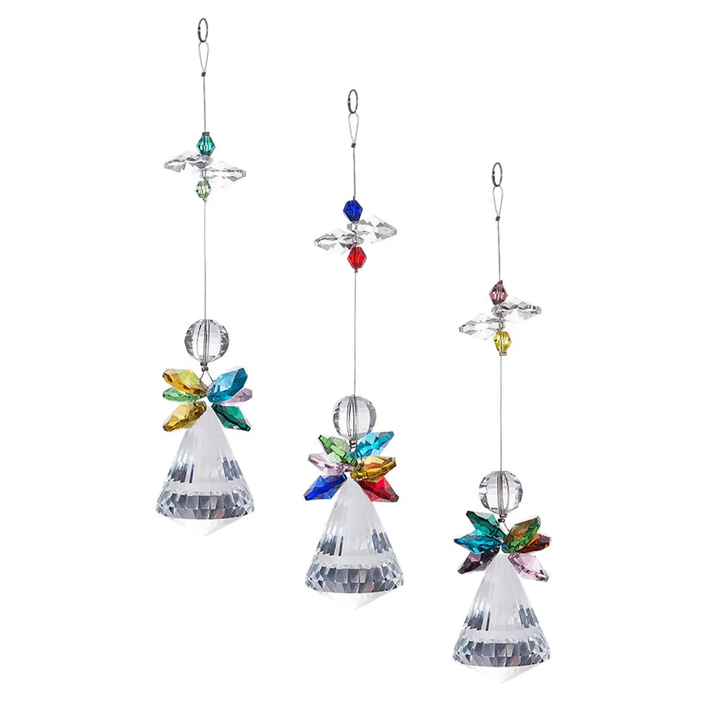 

3Pcs Colorful Angel Diamond Hanging Ornaments Premium Craftsmanship Decorative Pendants for Window Home Garden Decoration