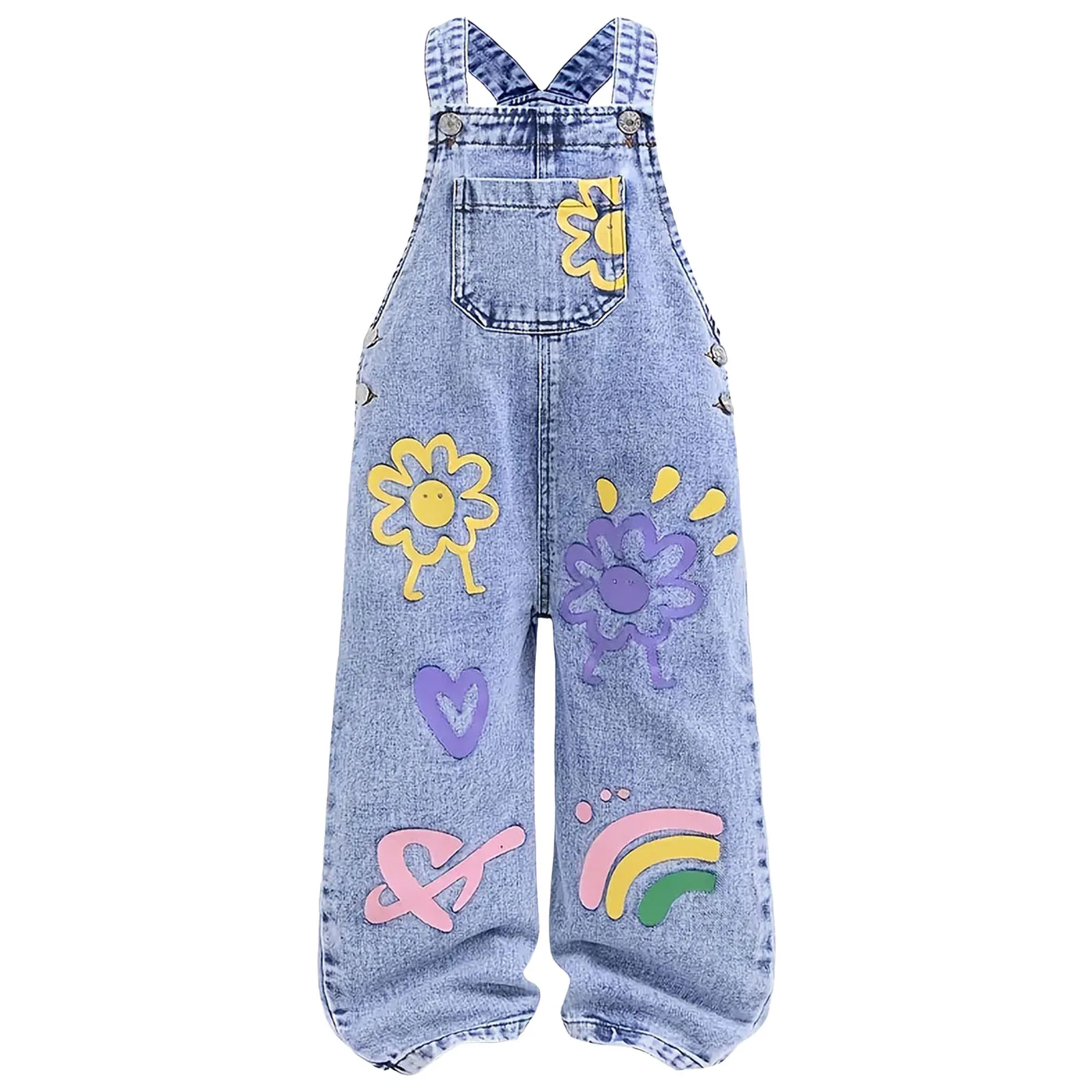 

9 Month Old Dress Toddler Girl's Cute Cartoon Graphic Denim Overalls Bib Pants Jumpsuit Girl Toddler Two Piece Outfit
