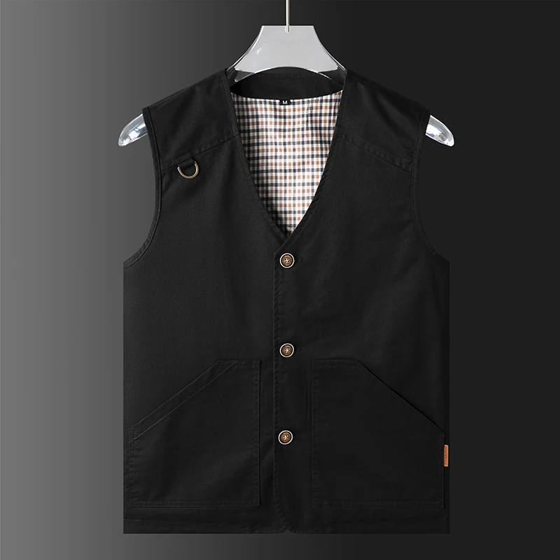 

Мужской жилет, летняя мода, с v-образным вырезом, однотонный, без рукавов, свободный, мягкий, скоростной, с несколькими карманами, жилет для рыбалки на открытом воздухе, мужские топы