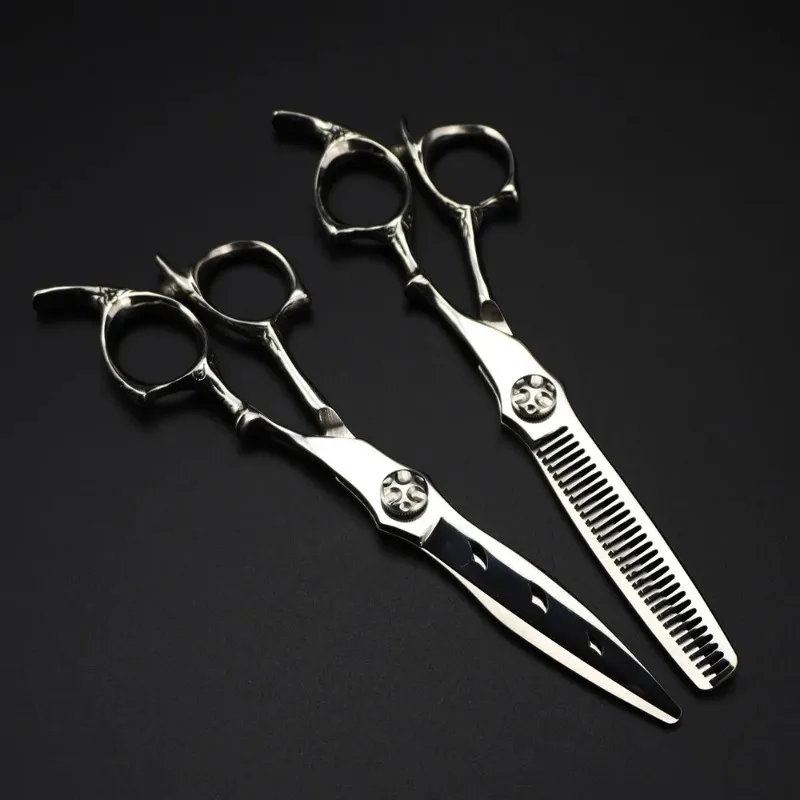 Customize Logo Japan 440c 6 '' Upscale Scissor Hollow Hair Scissors Cutting Barber Haircut Thinning Shears Hairdresser Scissors