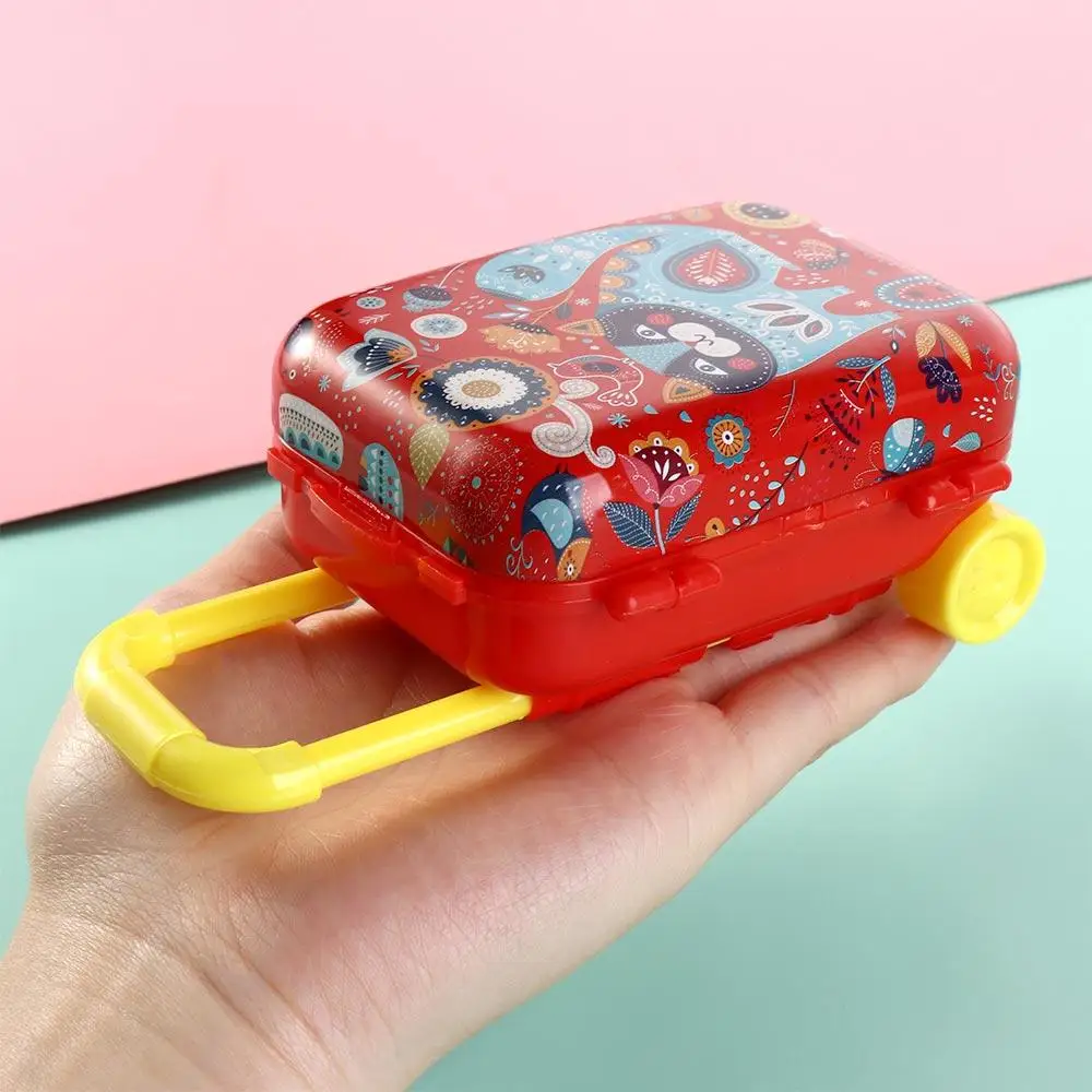 Mini Mini Trolley Case Model Suitcase Tinplate Animals Suitcase Toy Animals Pattern Color Printing Cartoon Piggy Bank Desk