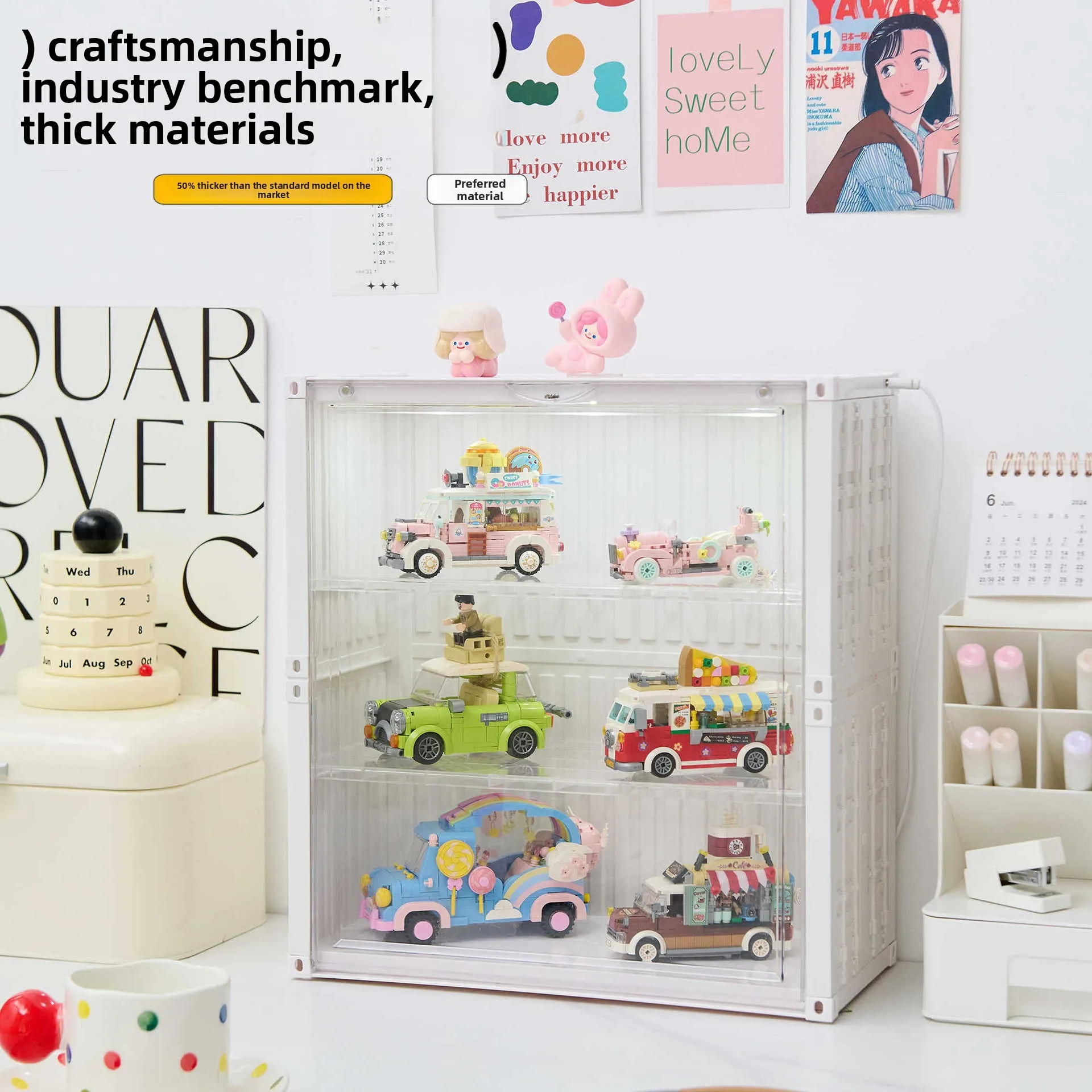 Boîte aveugle de conteneur pour la maison, présentoir anti-poussière, vitrine de poupée à collectionner avec conception empilable pour le rangement de figurines et de Mini jouets