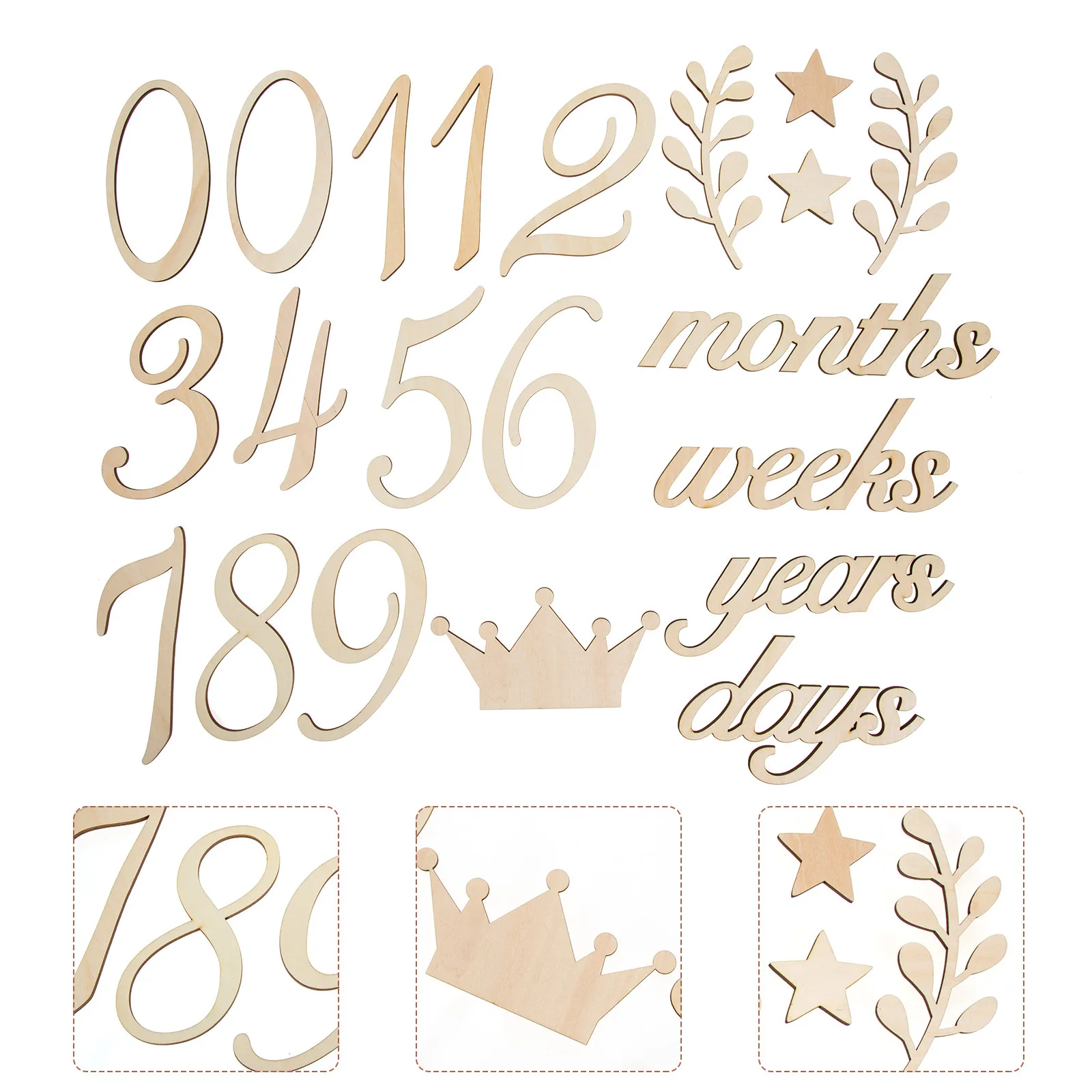 1Set Baby Photo Props Wooden Nursery Sign For Baby Shower Guest Digital Number Cards Monthly Photography