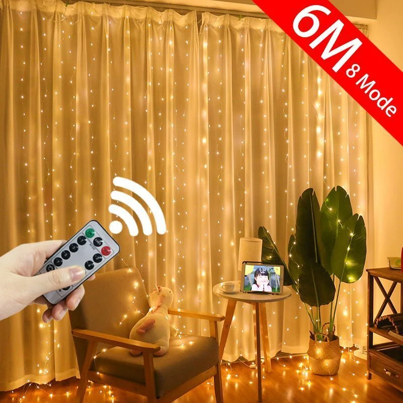 

8 Mode USB Curtain Lights LED Fairy String Light Wedding Party Christmas Hallowwen Party Holiday Light Bedroom Light Decoration