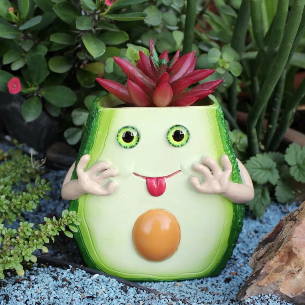 

Durable Cute Avocado Flowerpot Funny Handmade Plant Container Resin Craft Cactus Planter Garden Courtyard