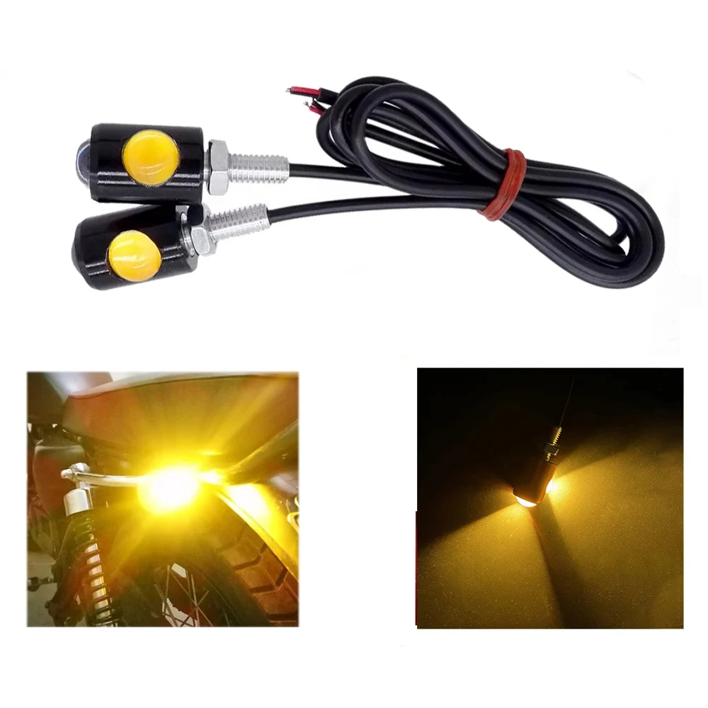 2Pcs Dual LED Motorcycle Signal Lamp Super Bright LED Car Number License Plate Bolt Screw Tail Rear Light Brake Fog Lamp Bulb