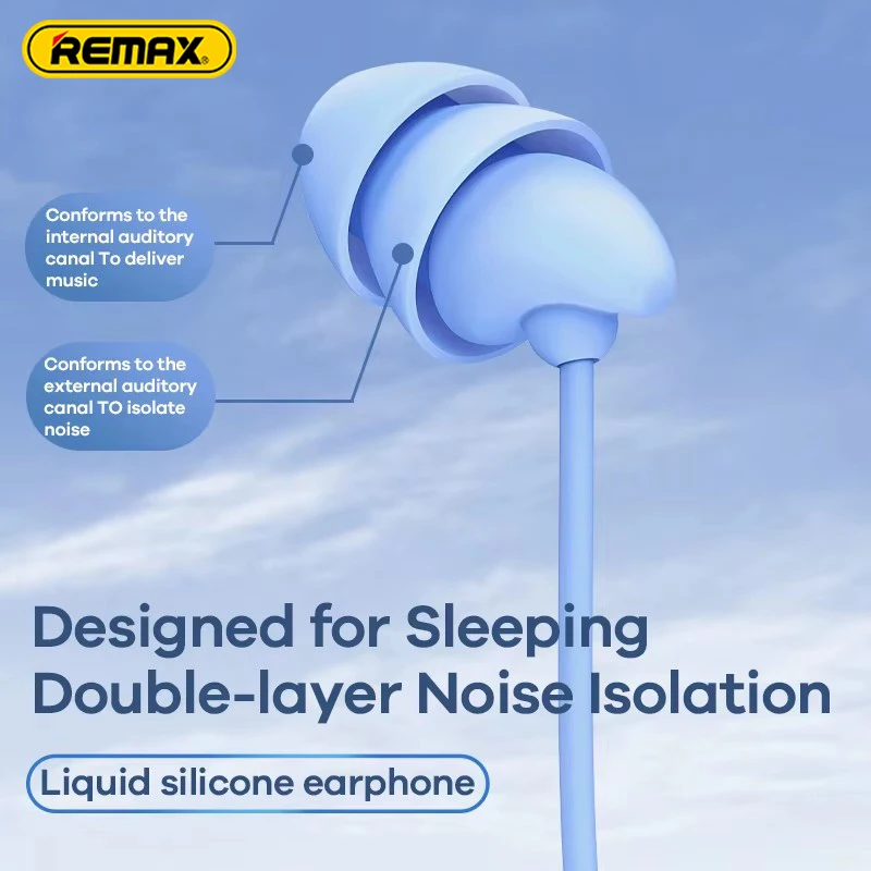 Remax Anti-noise Soft Earphones Wired Sleep Noise Reduction Cancelling In-Ear With Mic Volume Control to Kids Sleep Type C 3.5mm