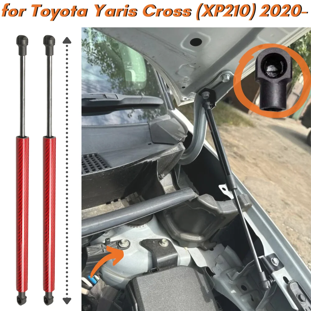 Qty(2) Hood Struts for Toyota Yaris Cross (XP210) SUV 2020-2023 Front Bonnet Gas Springs Shock Absorbers Lift Supports Bars