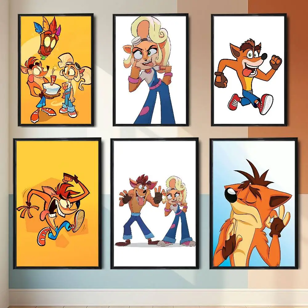 Orange bandicoot Crash Bandicoot Poster HD Art Sticky Wall Waterproof Home Living Room Bedroom Bar Aesthetic Decoration