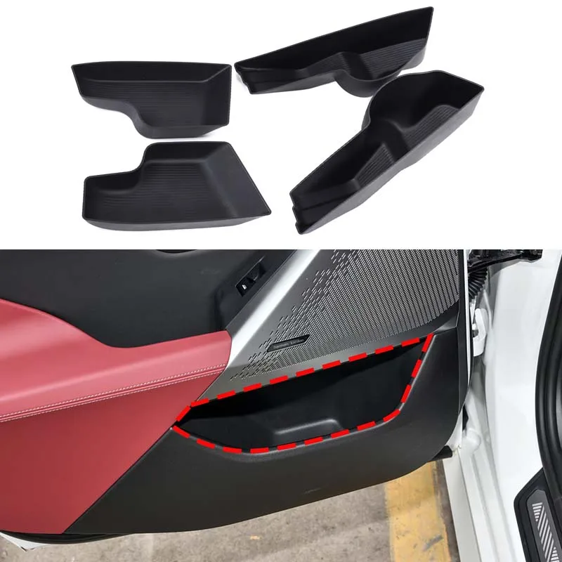 

For BMW 5 Series I5 G60 2024 TPE Black Car Door Slot Storage Box Mobile Phone Tray Car Interior Protection Accessories 4Pcs