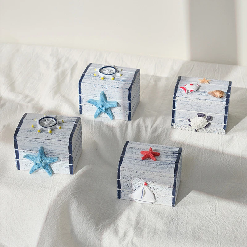 Mediterranean Storage Box Desktop Small Wooden Classic Wooden Small Box Creative Jewelry Box Candy Box