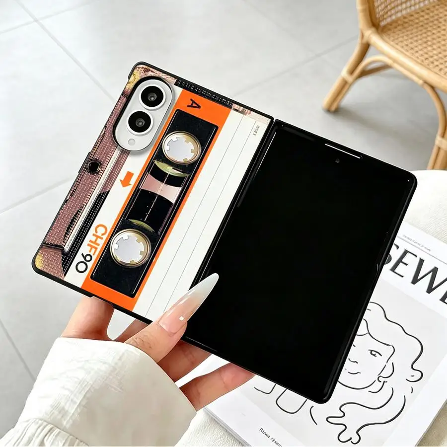 Orange Accent Cassette Luxury Phone Cover Case for Samsung Galaxy Z Fold 8 ZFold8 ZFold Wide Z Fold8 Wide - view 3