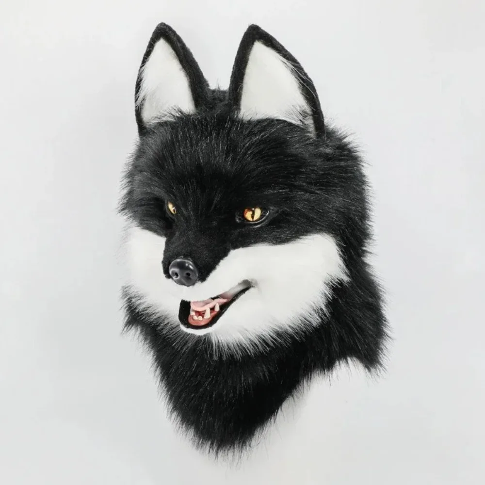 Halloween Animal Wolf Mask Cosplay Costume Accessories Furry Faux Fur Dog Fox Full Head Masks Anime Dress Up Party Cosplay Props 3