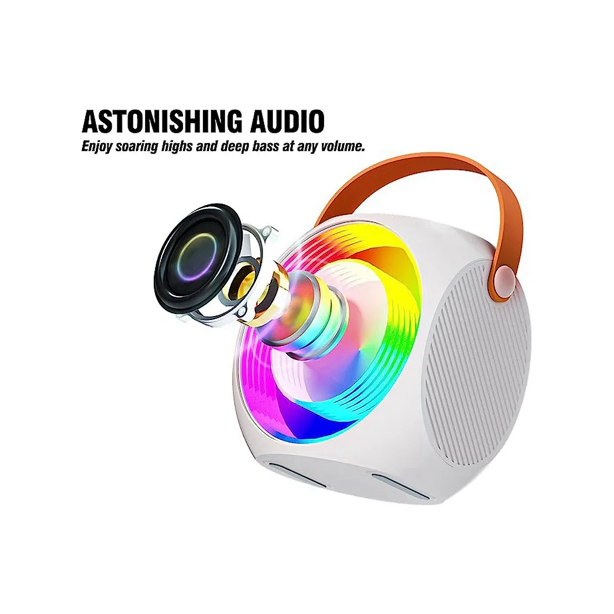 Portable Bluetooth Karaoke Speaker Machine with 2 Microphones, Suitable for Birthday Gifts Home Parties,White