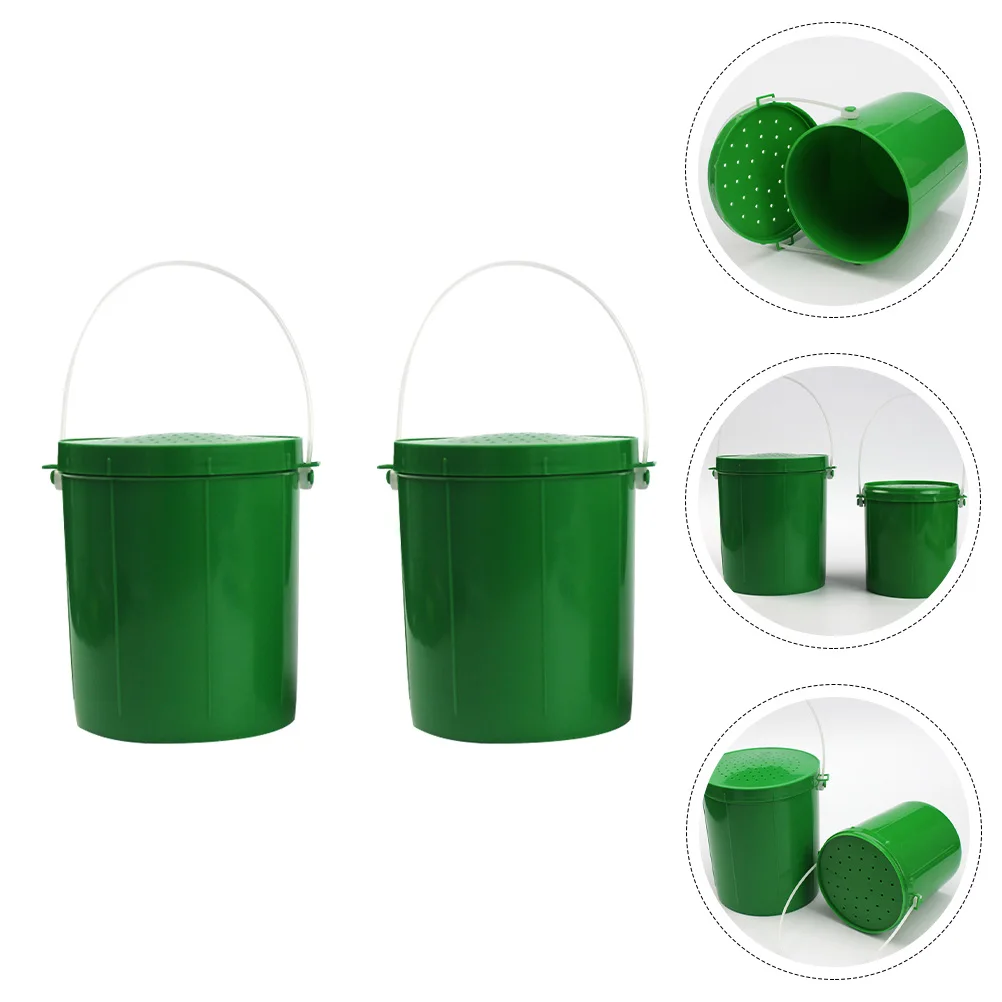 

2 Pcs Breathable Hole Bait Box Bucket with Lid Cover Outdoor Holder Fishing Live Pvc Lure Container Worm Small for