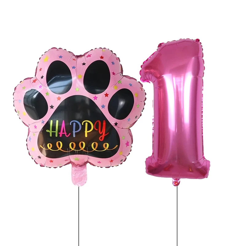 2 pieces/set Let us Pawty Big Dog PAWS Aluminum Balloons 30 inch figure 1 2 3 4 year old birthday party decoration Balloon Baby