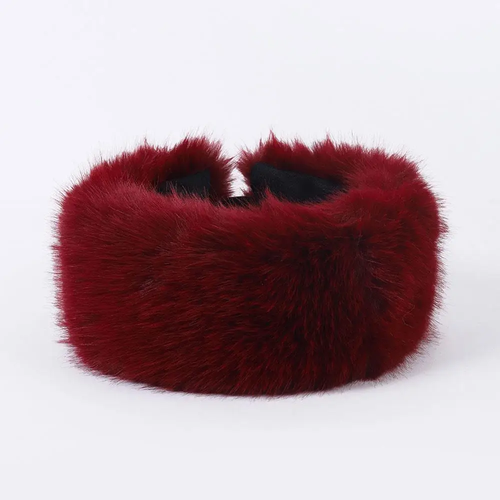 

Imitation Fox Fur Elastic Beanies Cap Solid Color Fluffy Outdoor Windproof Ski Cap Thicken Plush Brimless Hat Faux Fur Empty Hat