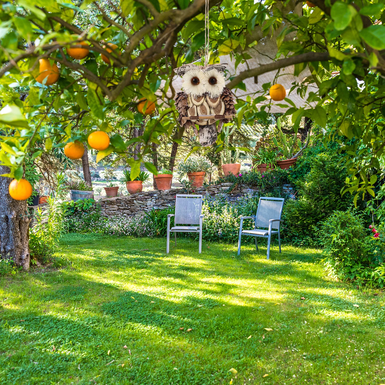 

5Pcs Owl Wall Decor Hanging Ornaments Handmade Straw Wood Eco Friendly Garden Balcony Decoration Hanging Owl Ornament