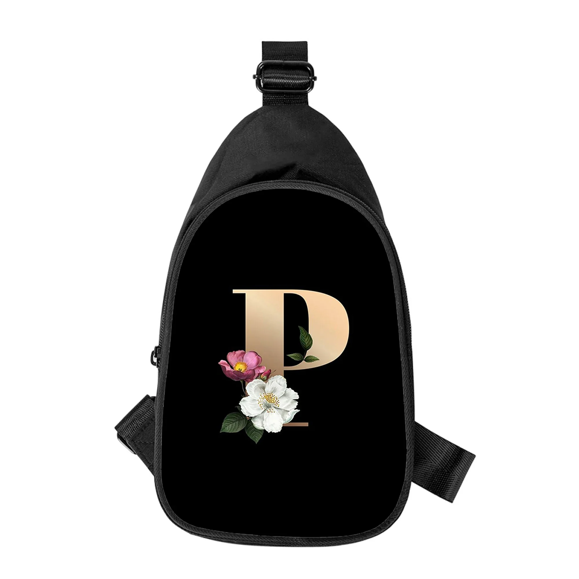 Sac de poitrine à croix pour hommes et femmes, lettre d'art de personnalité, fleur 3D, sac initié en alertes onale, sac de taille d'école pour mari, sac de poitrine masculin, nouveau