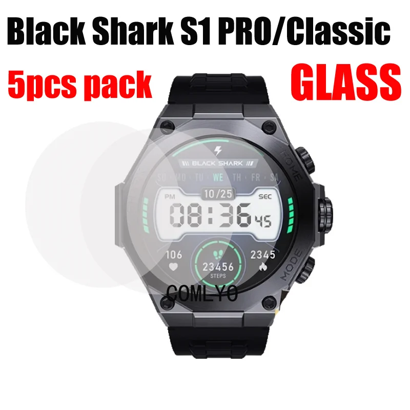 5pcs for Black Shark S1 Pro Classic Tempered Glass Smart watch Screen Protector 9H 2.5D Film