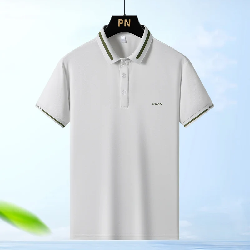 Summer Lightweight Breathable Ultra-thin Ice Silk Men Fashionable Casual POLO T-shirt Outdoor Golf Sports Short Sleeved T-shirt